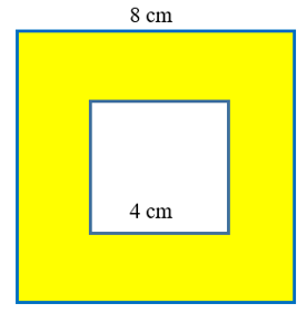 Một miếng gỗ hình vuông có cạnh 8 cm. Bác Tuyên đục bỏ một hình vuông ở giữa có cạnh 4 cm. (ảnh 1)
