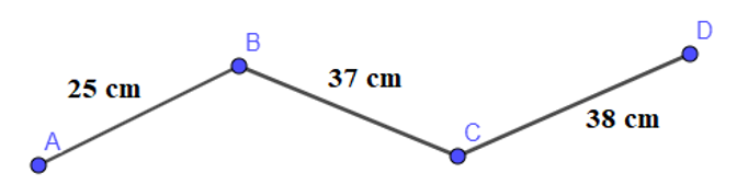 Độ dài của đường gấp khúc ABCD là:    (ảnh 1)