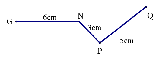 Viết phép tính và kết quả thích hợp vào chỗ trống:   Độ dài của đường gấp khúc GNPQ là: (ảnh 1)