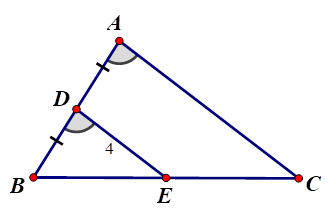 Cho hình vẽ. Biết DE = 4 cm.  a) Chứng minh E là trung điểm BC. b) Tính AC (ảnh 2)