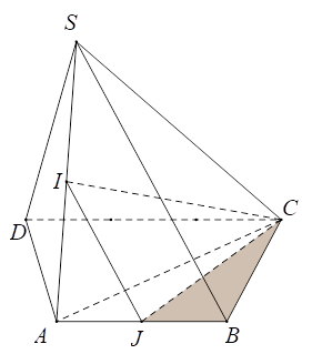 Vẽ hình biểu diễn của hình chóp S.ABCD có đáy ABCD là hình thang với hai cạnh AB song song với CD và AB = 4dm; CD = 6dm (ảnh 2)