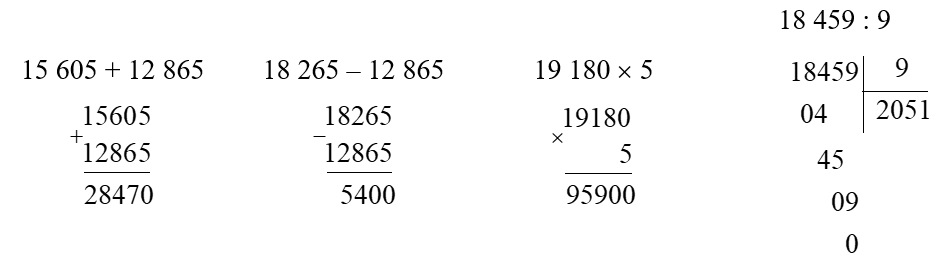 Đặt tính rồi tính:  15 605 + 12 865  (ảnh 1)