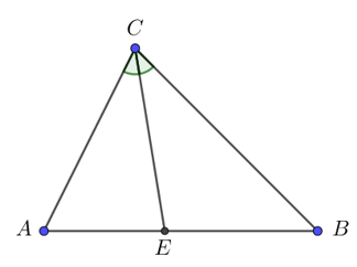 Cho Delta ABC có CE là đường phân giác của góc ACB (ảnh 1)