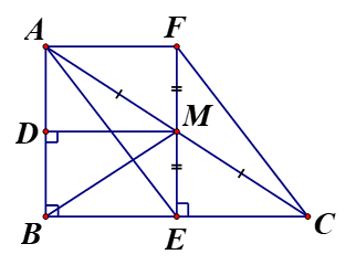 Cho Delta ABC vuông tại B{BC > BA} , M là trung điểm của AC (ảnh 2)