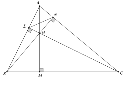 Cho tam giác ABC nhọn có ba đường cao AM,BN,CL. Chứng minh: (ảnh 1)