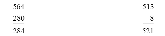 Đặt tính rồi tính:  564 – 280 (ảnh 1)