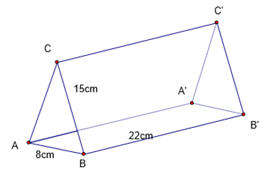 Một tấm lịch để bàn có dạng một lăng trụ đứng, ACB là một tam giác cân tại C (ảnh 1)