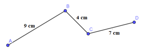 Tính độ dài đường gấp khúc ABCD (ảnh 1)