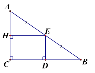 Cho Delta ABC vuông tại C{CB > CA}, với E là trung điểm của AB (ảnh 1)