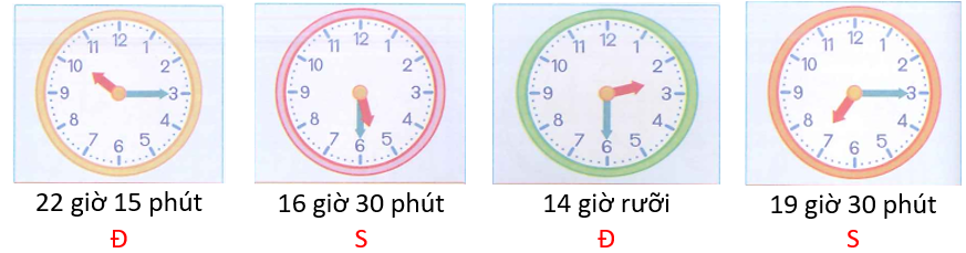 Đ, S ?    22 giờ 15 phút	  16 giờ 30 phút	  14 giờ rưỡi	 (ảnh 2)