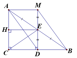 Cho Delta ABC vuông tại C{CB > CA}, với E là trung điểm của AB (ảnh 2)