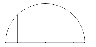 Một khu đất có dạng nửa hình tròn với bán kính là 14 m. Người ta muốn xây dựng một khu vui chơi hình chữ nhật nội tiếp trong nửa đường tròn (như hình vẽ) (ảnh 1)