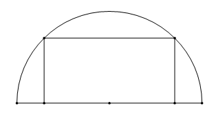Một khu đất có dạng nửa hình tròn với bán kính là 14 m. Người ta muốn xây dựng một khu vui chơi hình chữ nhật nội tiếp trong nửa đường tròn (như hình vẽ) (ảnh 1)