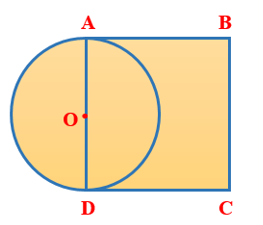 Hình tròn tâm O có bán kính bằng 500 mm. Chu vi của hình vuông ABCD là: (ảnh 1)