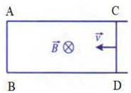 Hình bên dưới biểu diễn một thanh dẫn điện CD trượt trên hai thanh kim loai (ảnh 1)