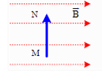 Hình vẽ bên dưới là hình vẽ một đoạn dây dẫn mang dòng điện MN đặt trong mặt phẳng chứa các đường sức từ của một từ trường đều ở các vị trí khác nhau. (ảnh 2)