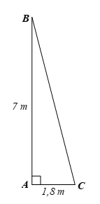 Một bóng đèn được gắn trên trụ cao 7m. Nếu đặt chân thang cách chân trụ một (ảnh 2)