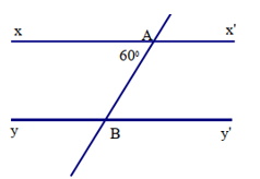Cho hình vẽ bên. Biết xx' song song yy' , góc xAB = 60 độ (ảnh 1)