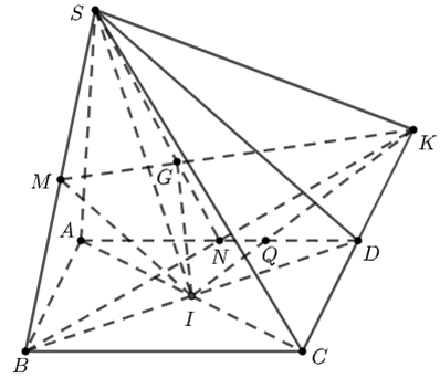 Cho hình chóp S.ABCD có đáy là hình bình hành tâm I. Gọi M là trung điểm của SB, G là trọng tâm tam giác SAD. a) Tìm giao tuyến của hai mặt phẳng (SAC) và (SBD) (ảnh 1)