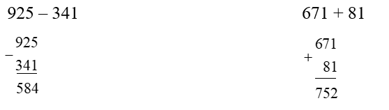 Đặt tính rồi tính.   925 – 341 (ảnh 1)