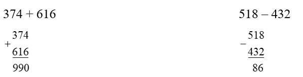 Đặt tính rồi tính  374 + 616 (ảnh 1)