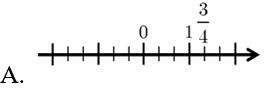 Cách biểu diễn số 3/4 trên trục số nào dưới đây đúng. (ảnh 1)