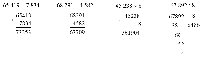 Đặt tính rồi tính  65 419 + 7 834 (ảnh 1)