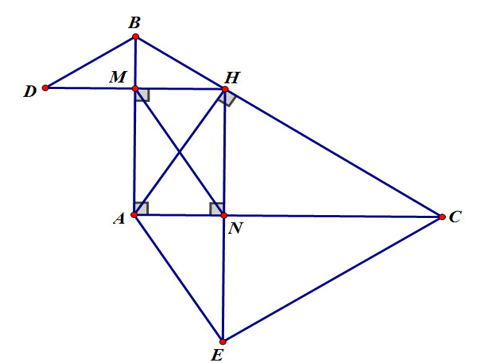 Cho Delta ABCvuông tại A có đường cao AH. Từ H kẻ HN vuông gócAC, HM  vuông góc AB (ảnh 1)