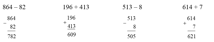 Đặt tính rồi tính   864 – 82 (ảnh 1)