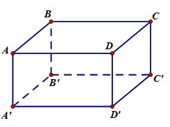 Cho hình hộp chữ nhật ABCD.A'B'C'D' như hình vẽ, có AB = 6 cm (ảnh 1)