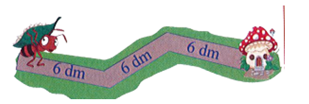 Viết phép tính và kết quả thích hợp vào chỗ trống:  Để về đến nhà, Kiến cần đi quãng đường là:   (ảnh 1)