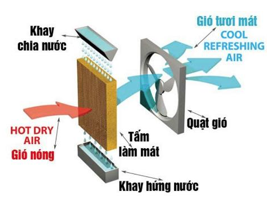 Một quạt hơi nước l&agrave; thiết bị hoạt động dựa tr&ecirc;n nguy&ecirc;n tắc bốc hơi nước tự nhi&ecirc;n để l&agrave;m m&aacute;t kh&ocirc;ng kh&iacute;. (ảnh 1)