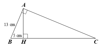 Cho tam gi&aacute;c ABC vu&ocirc;ng tại A, c&oacute; đường cao AH v&agrave; AB = 13cm (ảnh 1)