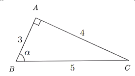 Trong hình bên, cos alpha bằng A. 3/5 B. 3/4 C. 3/4 D. 4/5 (ảnh 1)