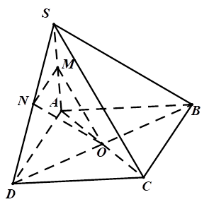 Cho hình chóp S.ABCD có đáy ABCD là hình bình hành tâm O, gọi M,N lần lượt là trung điểm của SA,SD. Chứng minh (OMN) song song (SBC) (ảnh 1)
