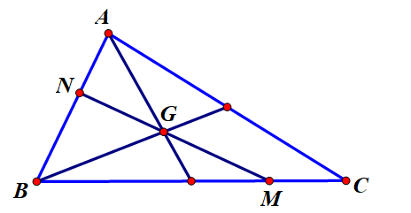 Cho tam giác ABC có trọng tâm G. Gọi M là điểm thỏa 2{MB}  + 5{MC}  = 0 . Gọi N là điểm trên đường thẳng AB sao cho ba điểm M,G,N thẳng hàng. Tính tỉ số NA/NB (ảnh 1)
