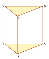 Cho hình lăng trụ đứng tam giác vuông ABC.DEF vuông tại F như hình vẽ (ảnh 1)