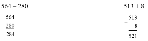 Đặt tính rồi tính.  564 – 280 (ảnh 1)