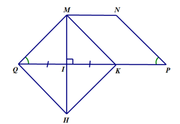 Cho hình thang cân MNPQ có MN song song với PQ , góc P = góc Q = 45 độ (ảnh 1)