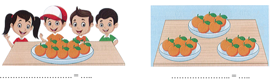 Quan sát bức tranh rồi viết phép nhân hoặc phép chia thích hợp:  (ảnh 1)