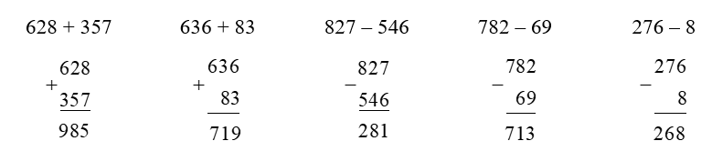 Đặt tính rồi tính.  628 + 357  	  636 + 83 (ảnh 1)