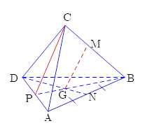 Cho tứ diện ABCD, G là trọng tâm tam giác ABD và M là điểm trên cạnh BC sao cho BM = 2MC. Đường thẳng MG song song với mặt phẳng (ảnh 1)