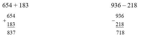 Đặt tính rồi tính.  654 + 183 (ảnh 1)