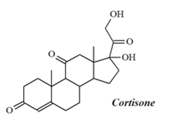 Cortisone là một loại hormone có khả năng giảm các cơn đau ngắn hạn và giảm sưng từ viêm khớp, gân,.. Cortisone có công thức cấu tạo như hình bên.
 (ảnh 1)