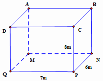 Cho h&igrave;nh hộp chữ nhật\(ABCD.MNPQ\) như h&igrave;nh vẽ, c&oacute; PQ =7 m (ảnh 1)