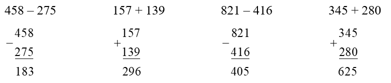 Đặt tính rồi tính  458 – 275 (ảnh 1)