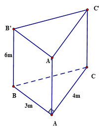 Cho hình lăng trụ đứng tam giác vuông \[ABC.A'B'C'\] như hình vẽ. (ảnh 1)