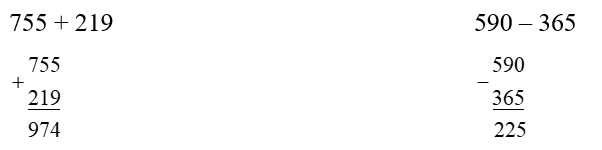 Đặt tính rồi tính   755 + 219 (ảnh 1)
