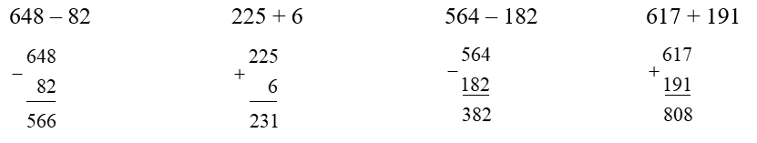 Đặt tính rồi tính.  648 – 82 (ảnh 1)