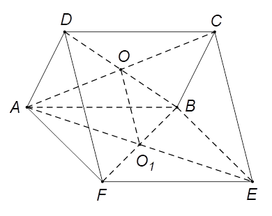 Cho hai hình bình hành ABCD và ABEF không cùng nằm trong một mặt phẳng. Gọi O, O1 lần lượt là tâm của ABCD, ABEF, M là trung điểm của CD. Khẳng định nào sau đây sai? (ảnh 1)